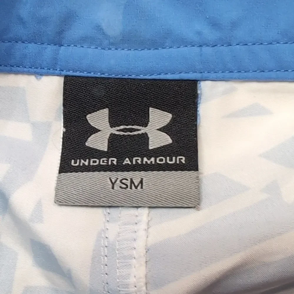 Under Armour Blue Print Swim Board Shorts Sz Youth Small